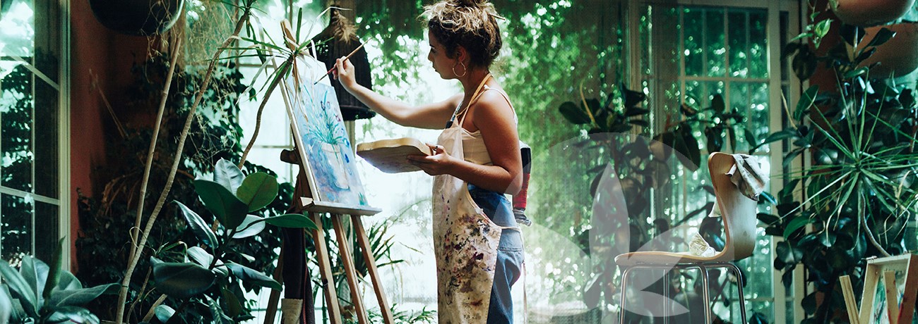 a woman painting